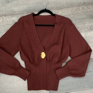 Cinched Waist Brown Cardigan XS